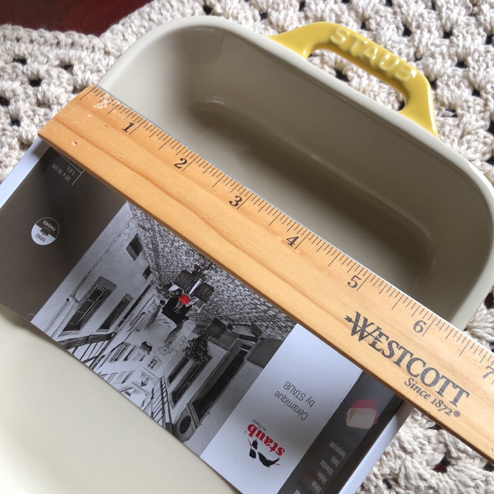 Staub Yellow Rectangular Gratin Ceramic Casserole Dish with Handles - Picture 5 of 11